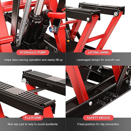 DNA Motoring Steel Hydraulic Motorcycle ATV Scissor Lift Jack Hoist Stand - 1500 lbs Capacity, Low Profile, 4.5-15" Lifting Range,TOOLS-00288 - style: 1500 lbs