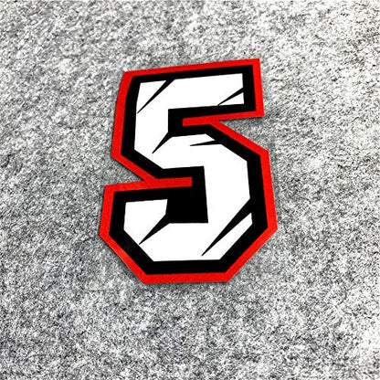 Creative Arabic Numbers Motorcycle Racing Sticker DIY Decorate Car Styling and Decals 10x7cm (Number 5) - size: Number 5