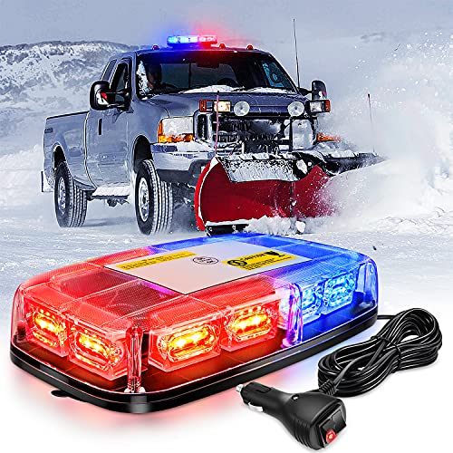 Nilight 12 Inch Roof Top Strobe Lights 48LED Hazard Light Emergency Safety Warning LED Flashing Bar Magnetic Mount 12V 24V Cars Trucks Tractors Snow Plows Construction Vehicles - color: Blue and Red