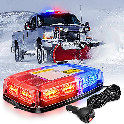 Nilight 12 Inch Roof Top Strobe Lights 48LED Hazard Light Emergency Safety Warning LED Flashing Bar Magnetic Mount 12V 24V Cars Trucks Tractors Snow Plows Construction Vehicles - color: Blue and Red