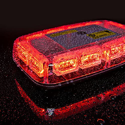 Nilight 12 Inch Roof Top Strobe Lights 48LED Hazard Light Emergency Safety Warning LED Flashing Bar Magnetic Mount 12V 24V Cars Trucks Tractors Snow Plows Construction Vehicles - color: Red