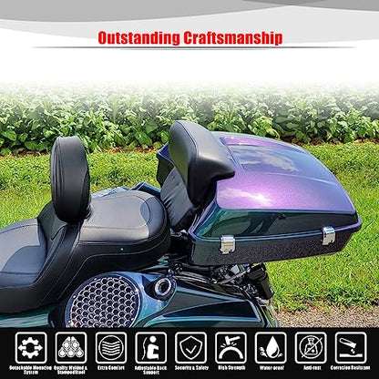 Goldfire Rider Backrest Road King Detachable Adjustable Plug-in Driver Backrest Pad Fits for Harley Street Glide 2009-2024 Ultra Limited FLHTK FLHTKL CVO Limited FLHTKSE Street Glide FLHX Accessories