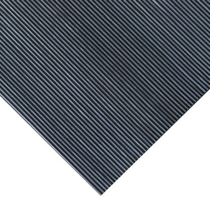 Rubber-Cal Fine Rib Corrugated Rubber Floor Mat - 1/8" x 3ft x 1ft Black - size: 12"L x 36"W x 0.1"Th
