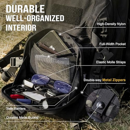 OneTigris MOLLE Pouch, Tactical Admin Pouch Belt EDC Tool Organizer Zippered Utility Waist Pack 7.5"x5"x2" - color: Camocolor Black