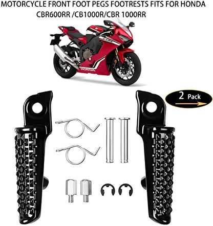 Motorcycle Front Foot Pegs Footrests Pedal for Honda 2003-2023 CBR 600RR, 2004-2023 CBR 1000RR, 2008-2023 CB1000R Models (Front-Black) - color: Front-Black