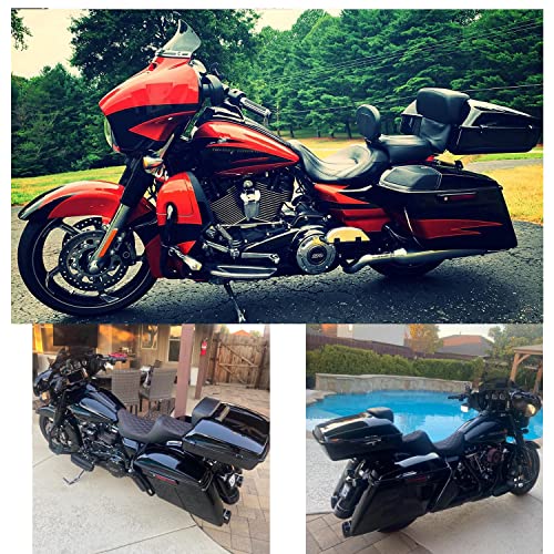 TCT-MOTORPARTS Chopped Tour Luggage Trunk Backrest & Mount Rack Fit for 2014-2025 Harley Touring Harley Ultra Limited Road King Street Glide Special - color: Gloss Black Chopped Trunk+Black Rack#1