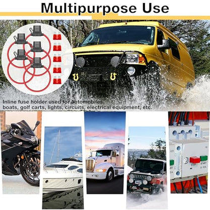 ecocstm 5 PCS Inline Fuse Holders 12V, 18 AWG Car Gauge Inline Fuses, Waterproof Fuse Holder with 10A ATC/ATO Standard Blade Fuses for Automotive, Marine, Golf Cart Lighting, Electrical Circuits - size: 5 PCS 18AWG