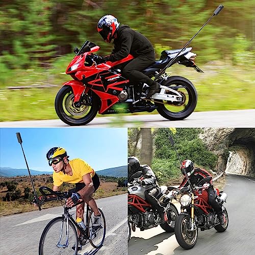 Motorcycle Camera Mount for Insta360, Bike Handlebar Clamp Mount with Invisible Selfie Stick, Anti-Vibration & No Collapse Stable Mount for Insta360 X5 X4 X3 ONE RS, GoPro MAX 2, DJI OSMO 360