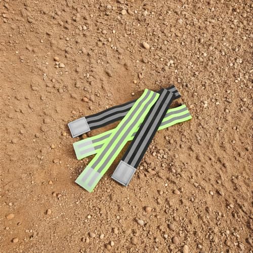 8pcs Reflective Leg Straps for Biking, Elastic Adjustable Ankle Bands, Black and Green Safety Cycling Gear for Night Riding and Outdoor Sports
