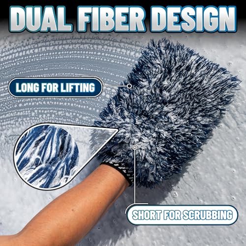 Chemical Guys, The Dually, Dual-Fiber, Wet-Dry Use, Microfiber Wash Mitt, (Car Wash Mitt Great for Car, Truck, SUV, RV, & More) Dark Blue + White, MIC517 - size: 1 Pack, style: Wash Mitt