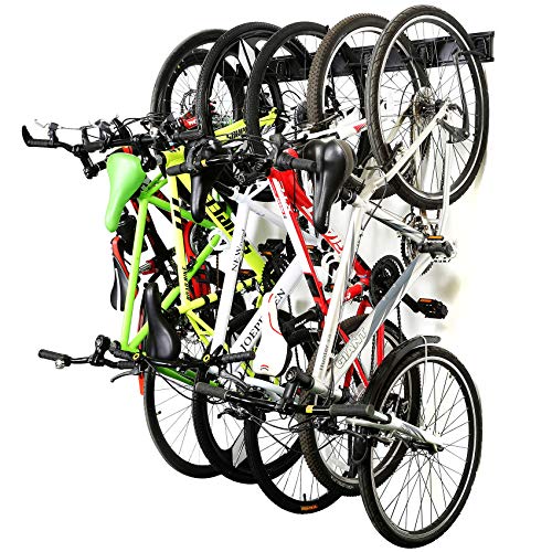 Ultrawall Stainless Steel Bike Storage Rack,6 Bike Storage Hanger Wall Mount for Home & Garage Holds Up to 300lbs, Black - size: 6 bike