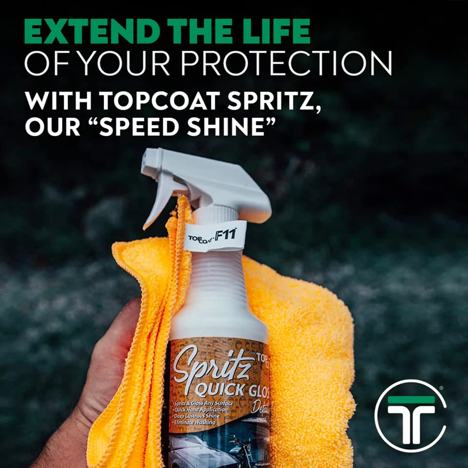 TopCoat Spritz Quick Detailer Spray and Waterless Car Wash Spray - Wash, Clean and Shine Your Car, Truck, Scooter, RV and Motorcycle Without Water - 16 oz