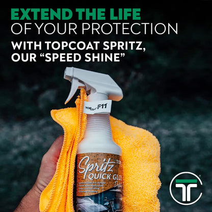 TopCoat Spritz Quick Detailer Spray and Waterless Car Wash Spray - Wash, Clean and Shine Your Car, Truck, Scooter, RV and Motorcycle Without Water - 16 oz