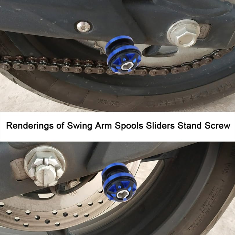 Windance 2pcs CNC Aluminum Alloy Swing Arm Spools Sliders Stand for Motorcycles Scooters Electric Bicycles with 6mm 8mm 10mm Screws, Swingarm Bobbins (Blue)