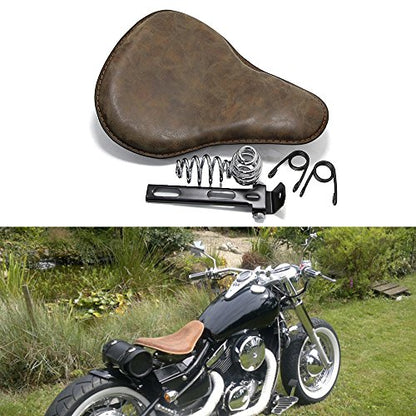 13" Brown Motorcycle Solo Seat Bracket Cushion for Harley Davidson Sportster - color: Retro Brown#1