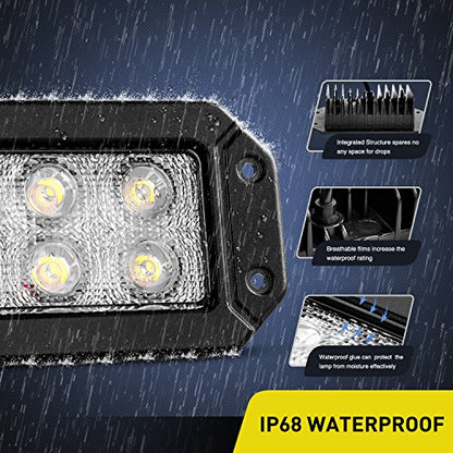 Nilight 15029S-B 2PCS 18w Flush Mount Lights Spot Work Driving Bar Off Road Led Jeep Truck Tacoma Bumper ATV UTV,2 Years Warranty - color: 2Pcs Flush Mount Lights