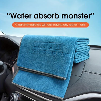 Extra Large Car Cleaning Towel - 13.7" x 30" High Absorbency Microfiber Cloth for Streak-Free Drying, Detailing Windows & Dashboard, RV, Motorcycle, Boat - Dark Blue