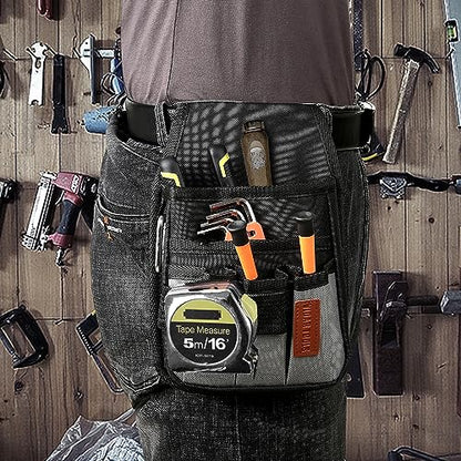 VIDAR TOOLS Small Tool Pouch with Belt Clip,Tool Belt Pouches,Electrician Tool Pouch.Mini Organizer Pocket Attachment for Tool Belt,5 Pockets and Heavy-Duty Metal Belt Clip Attachment.… - style: 6.3 IN