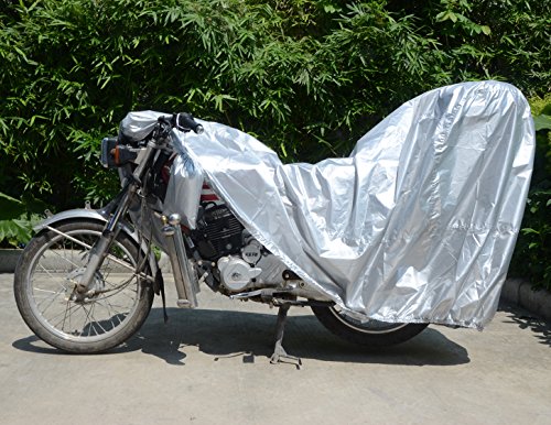 Motorcycle Cover with Lock Hole FLR Medium L XL XXL XXXL Silver UV Proof Waterproof Scooter Covers 150CC 250CC 400CC 1000CC(XL Silver)