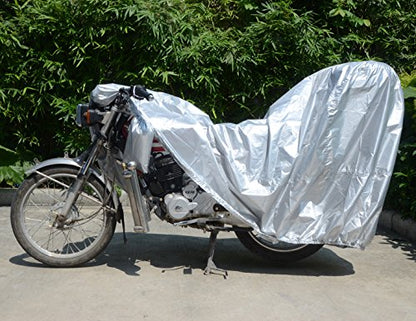 Motorcycle Cover with Lock Hole FLR Medium L XL XXL XXXL Silver UV Proof Waterproof Scooter Covers 150CC 250CC 400CC 1000CC(XL Silver)