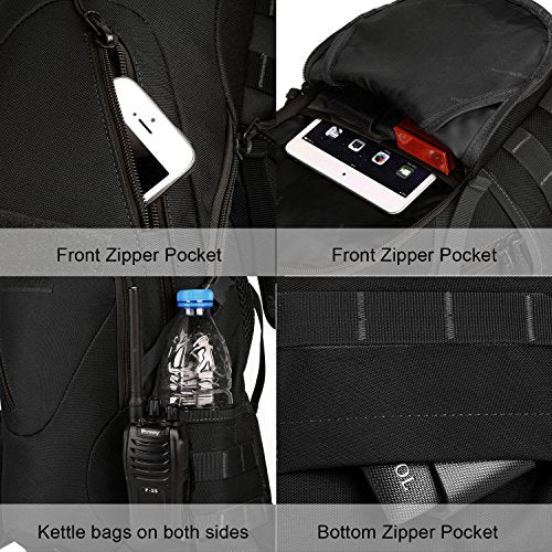 ArcEnCiel 15L Motorcycle Backpack Tactical Bag Rucksacks for Outdoor Camping Trekking Hunting with Patch - color: Black