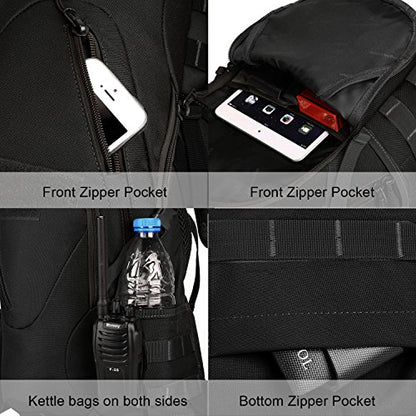 ArcEnCiel 15L Motorcycle Backpack Tactical Bag Rucksacks for Outdoor Camping Trekking Hunting with Patch - color: Black