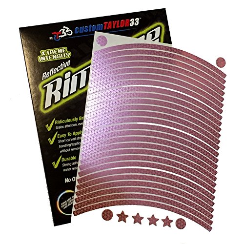 customTAYLOR33 Special Edition Pink High Intensity Grade Reflective Copyrighted Safety Rim Tapes (10" (TIRE Size, for Standing E-Scooters, etc.)) - size: 10" (TIRE Size, FOR Standing E-Scooters, etc.)
