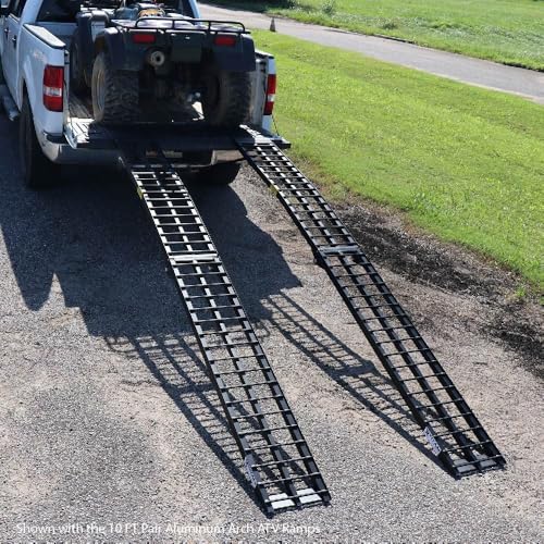 Titan Ramps 9' Portable ATV Ramps 1200 lb Capacity Aluminum Loading Ramps for Pickup Trucks Foldable, Lightweight with Serrated Crossbars - size: 9 ft, 2 packs