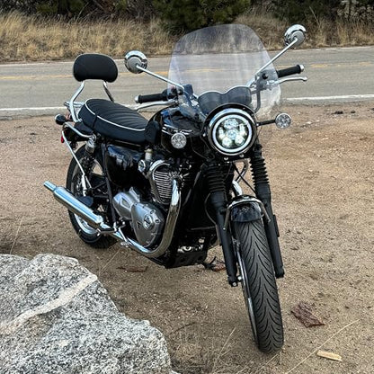 Eagle Lights 7 Inch Generation III Black LED Headlight Kit with Halo Ring DRL for Triumph T100 and T120 Models (Chrome Ring) - color: Chrome Ring