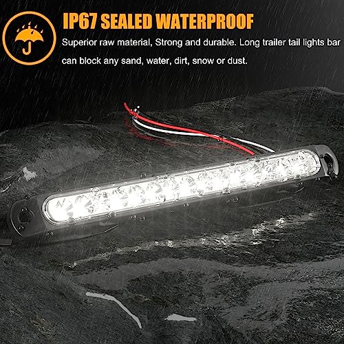 PSEQT 10" 15 LED Trailer Identification Light Led Running Reverse Backup Tail Light Bar Strip White Truck Rear Side Marker Lights Waterproof - color: White