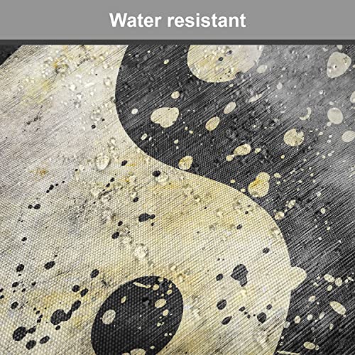 Lunarable Ying Yang Chair Cushion Pad, Grunge Style Paint Splash Effect Industrial Design Eastern Duality, Seat Padding for Kitchen & Patio with Anti-Slip Backing, 16"x16", Black Beige - color: Black Beige, size: Pack of 1