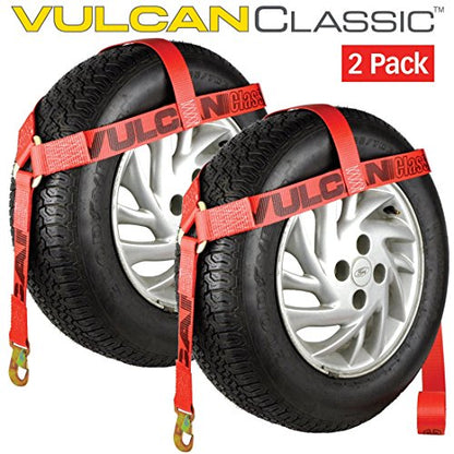 VULCAN Wheel Lift Harnesses with Snap Hooks - Bonnet Style - 2 Pack - Classic Red - 1,600 Pound Safe Working Load - size: Classic Red