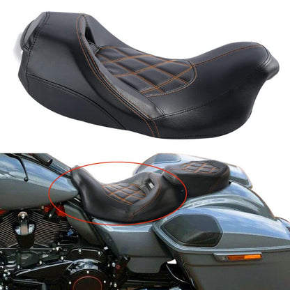 TCT-MOTORPARTS Low-Profile Driver Seat Front Solo Seat Fits for Harley Touring 2009-2023 Electra Street Road Glide CVO Road King - color: Driver Seat Orange