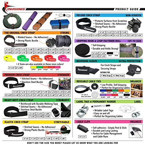 Reusable Cinch Straps 3" x 12" - 6 Pack, Multipurpose Strong Gripping, Quality Hook and Loop Securing Straps (Black) - size: 3" x 12"