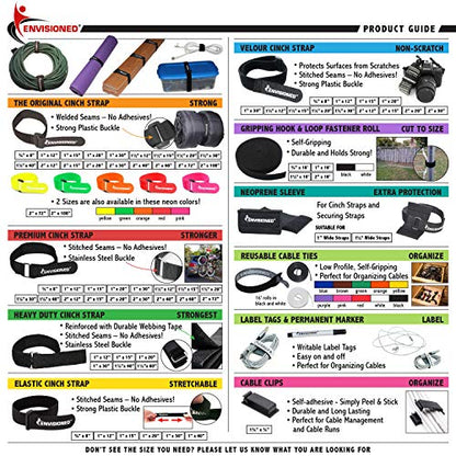 Reusable Cinch Straps 1" x 30" - 10 Pack Multipurpose Quality Hook and Loop Securing Straps (Black) - size: 1" x 30"