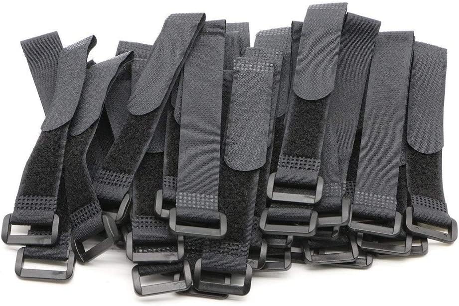 25pcs Black Reusable Fastening Cable Straps, Hook and Loop Cable Tie Down Straps 1" x 24" - size: 25 Pack 1 x 24Inch