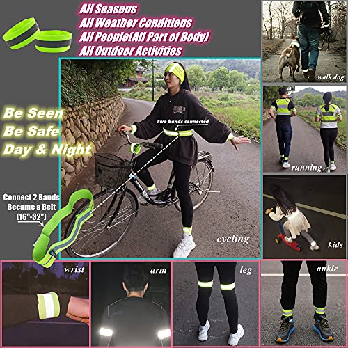 Reflective Running Gear,Reflective Bands for Arm/Wrist/Ankle/Leg,Biking Accessories for Women and Men - color: Yellow - 2 Bands
