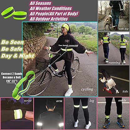 Reflective Running Gear,Reflective Bands for Arm/Wrist/Ankle/Leg,Biking Accessories for Women and Men - color: Yellow - 2 Bands