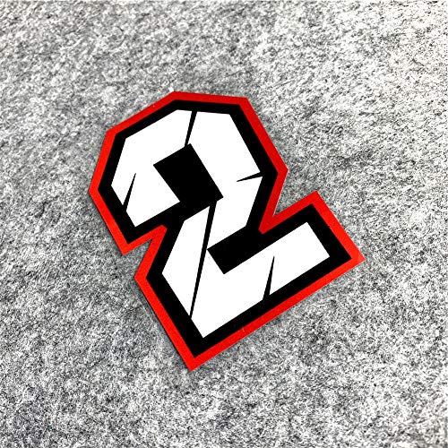 Creative Arabic Numbers Motorcycle Racing Sticker DIY Decorate Car Styling and Decals 10x7cm (Number 2) - size: Number 2