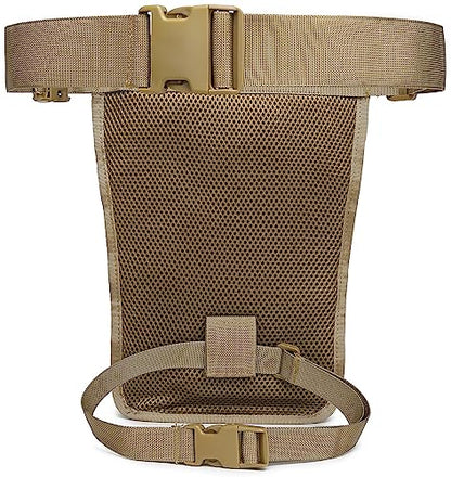 Motorcycle Tactical Drop Leg Thigh Bag with Holster Handgun Firearm Pistol Bag for Men Hunting Shooting Range Additional 3 Magazine Storage Slots - color: Tan Khaki Brown