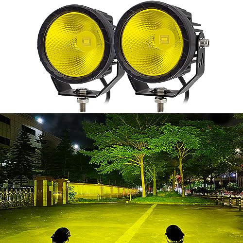 STDYSUN Round LED Offroad Driving Fog Lights Pod Lights 2Pcs 3.5Inch Flood Beam Motorcycle Fog Lights Work Auxiliary Lights Ditch Bumper Lights fit for Car Truck ATV UTV Motorcycle Golf Pick-up,black - size: Round Yellow Flood