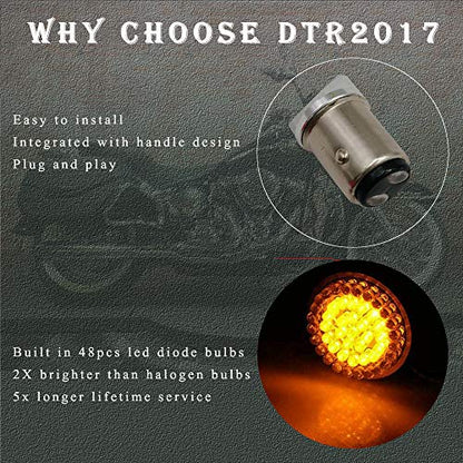 1157 Front LED Turn Signal Lights, 2 Inch Bullet Running Light with Smoked Lens Cover for Harley Sporster 1200, Dyna, Road King, Street Glide, Softail 2020 - color: Amber+White