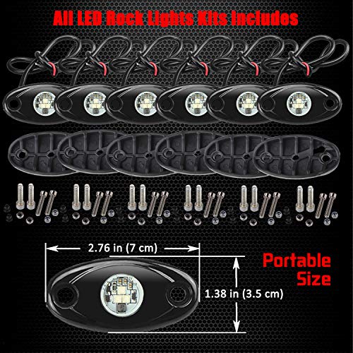 6 Pods LED Rock Lights, Ampper Waterproof LED Neon Underglow Light for Car Truck ATV UTV SUV Offroad Boat Underbody Glow Trail Rig Lamp (Yellow) - color: Yellow, size: 6 Pods