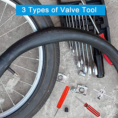 Riseuvo 6Pcs Tire Valve Stem Removal Tool - Single and Double Heads Valve Core Remover, 4-Way Valve Tool Great Tire Repair Tool, 10pcs Valve Stem Caps, 20pcs Valve Stem Core