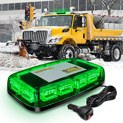 Nilight 12 Inch Roof Top Strobe Lights 48LED Hazard Light Emergency Safety Warning LED Flashing Bar Magnetic Mount 12V 24V Cars Trucks Tractors Snow Plows Construction Vehicles - color: Green