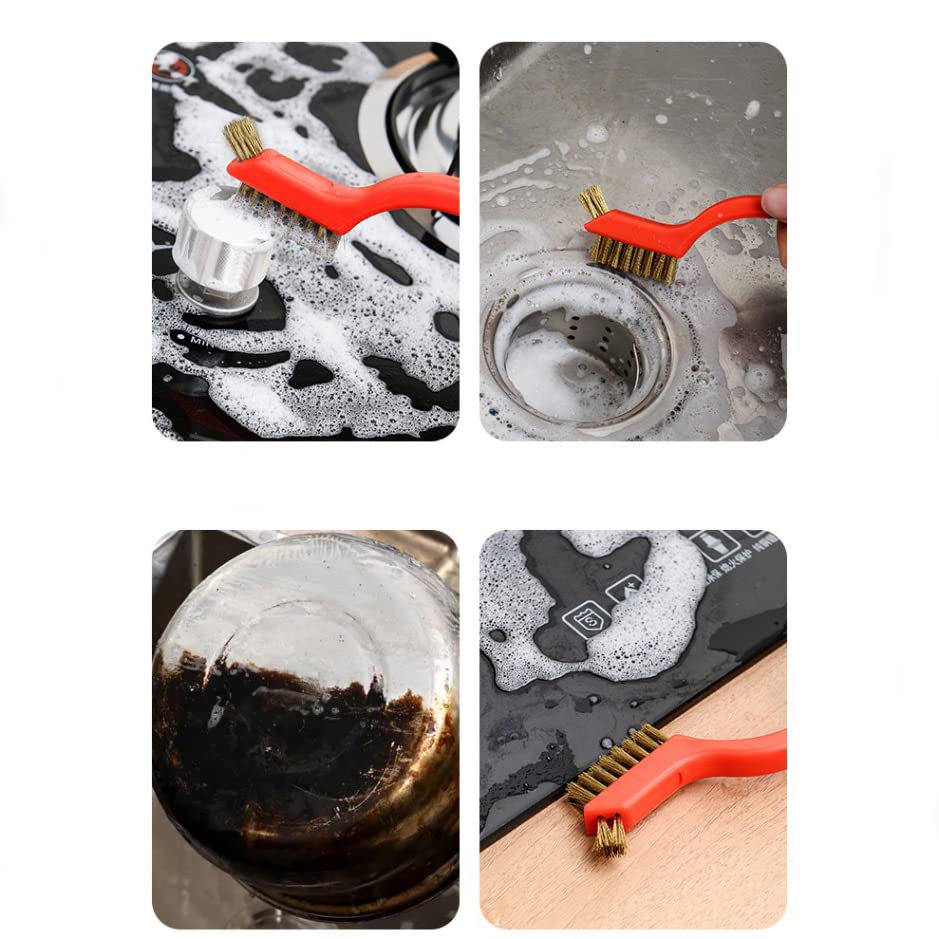 Wire Scratch Brush Set Soft Grip for Rust, Dirt & Paint Scrubbing with Deep Cleaning (18, 18PCS - Brass Wire) - style: 18PCS - Brass Wire