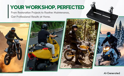 Motorcycle Moped Crank Crankshaft Truing Stand Runout Measurement Tool with Long Track Base & Steel Roller Bearing Posts for Dirt Bikes Scooters Mopeds
