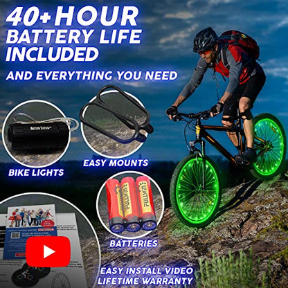 Activ Life LED Bike Wheel Lights with Batteries Included! Get 100% Brighter and Visible from All Angles for Ultimate Safety & Style (1 Tire Pack) - color: Green