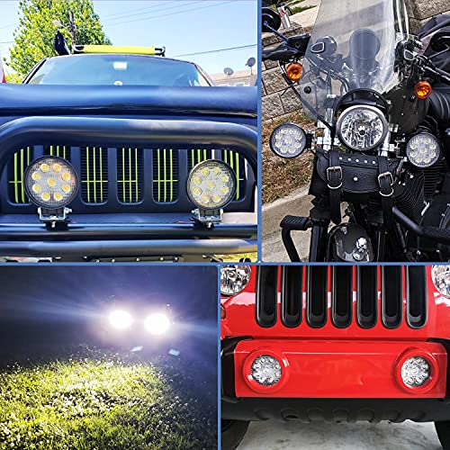 Nilight 15016F-C Led 4PCS 4.5" 27w 3000LM Round Flood Light Pod Off Road Fog Driving Roof Bar Bumper for Jeep,SUV Truck, Hunters - color: 4Pcs 27W Flood Lights