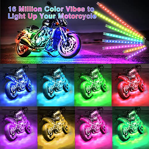16PCS Motorcycle RGB LED Light Kits and 4pcs 47 inch 4-pin Extension Cords and 2pcs 2-Way Splitters